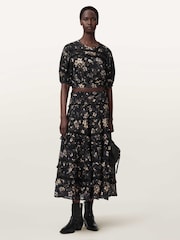 AllSaints Black Peony Top - Image 5 of 6