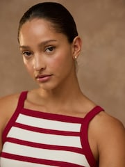 Red Ribbed Thick Strap Vest - Image 4 of 7