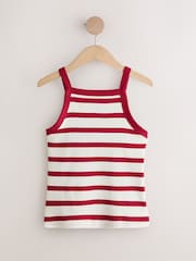 Red Ribbed Thick Strap Vest - Image 5 of 7