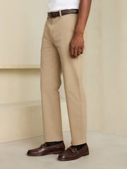 Stone Straight Fit Belted Soft Touch Chino Trousers - Image 2 of 5