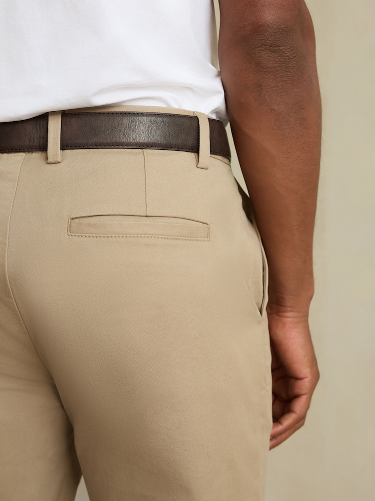 Stone Straight Fit Belted Soft Touch Chino Trousers - Image 5 of 5