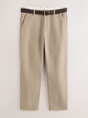 Stone Straight Fit Belted Soft Touch Chino Trousers - Image 6 of 9