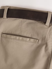 Stone Straight Fit Belted Soft Touch Chino Trousers - Image 8 of 9