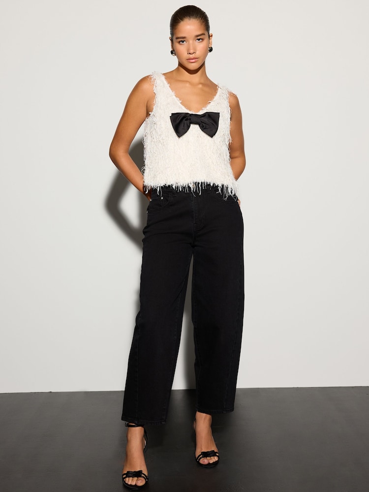Black Barrel Leg Jeans - Image 1 of 8 Black Barrel Leg Jeans - Image 1 of 8