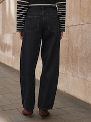 Black Mid Rise Relaxed Barrel Jeans - Image 3 of 7