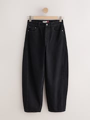 Black Mid Rise Relaxed Barrel Jeans - Image 5 of 7