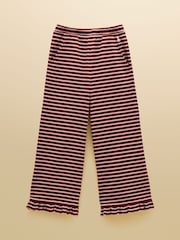 Joules Girls' Sophie Brown & Pink Rib Frill Trousers - Image 1 of 4