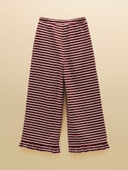 Joules Girls' Sophie Brown & Pink Rib Frill Trousers - Image 2 of 4