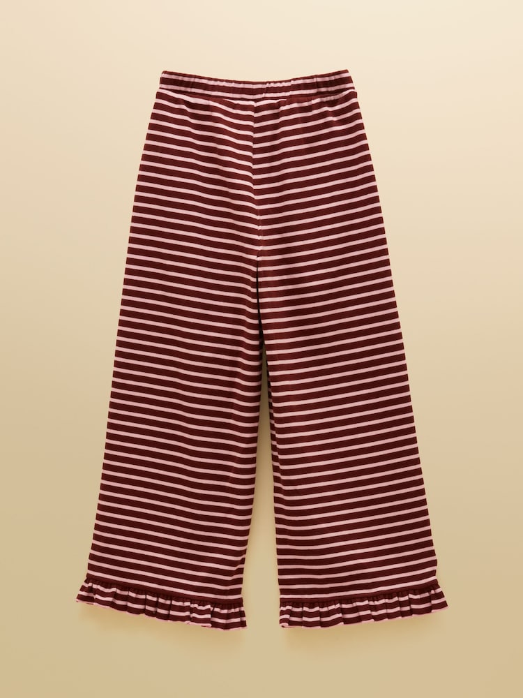 Joules Girls' Sophie Brown & Pink Rib Frill Trousers - Image 2 of 4