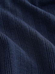 Navy Blue Smart Quarter Zip Knitted Polo Shirt - Image 6 of 7
