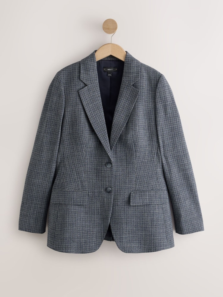 Grey Check Single Breasted Blazer - Image 1 of 3 Grey Check Single Breasted Blazer - Image 1 of 3