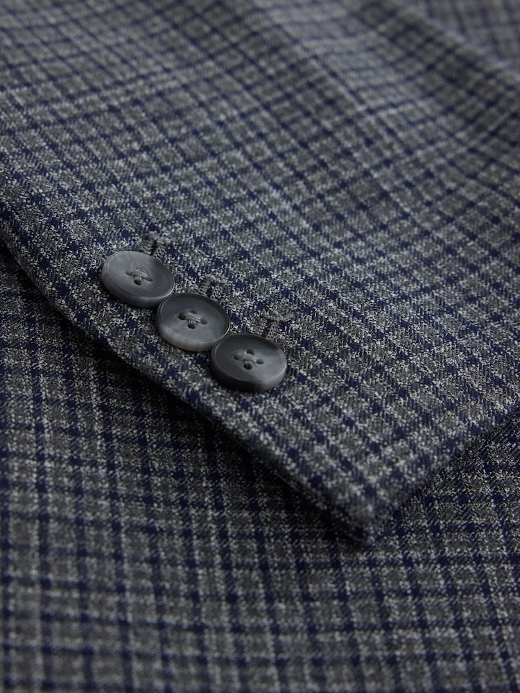 Grey Check Single Breasted Blazer - Image 2 of 3 Grey Check Single Breasted Blazer - Image 2 of 3