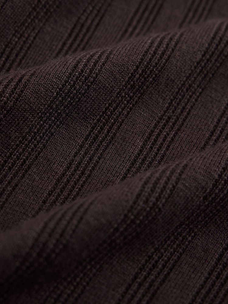 Brown Smart Quarter Zip Knitted Polo Shirt - Image 3 of 3 Brown Smart Quarter Zip Knitted Polo Shirt - Image 3 of 3