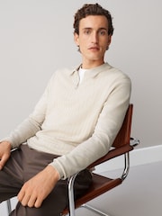 Neutral Smart Quarter Zip Knitted Polo Shirt - Image 1 of 8