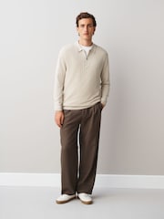 Neutral Smart Quarter Zip Knitted Polo Shirt - Image 2 of 8