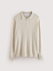 Neutral Smart Quarter Zip Knitted Polo Shirt - Image 6 of 8