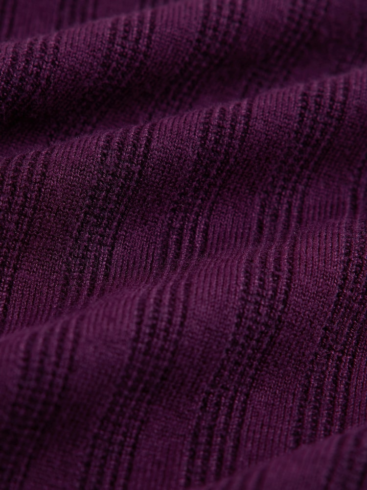 Purple Smart Quarter Zip Knitted Polo Shirt - Image 3 of 3