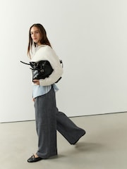 Grey Check Pleated Wide Trousers - Image 2 of 8