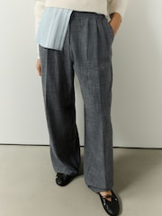 Grey Check Pleated Wide Trousers - Image 3 of 8