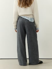 Grey Check Pleated Wide Trousers - Image 4 of 8