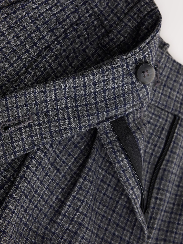 Grey Check Pleated Wide Trousers - Image 8 of 8