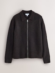 棕色 - Cosy Knitted Zip Up Jacket - 圖片 6，共 9