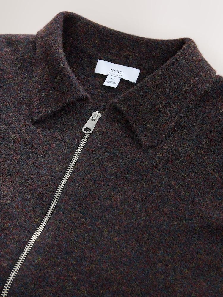 棕色 - Cosy Knitted Zip Up Jacket - 圖片 9，共 9