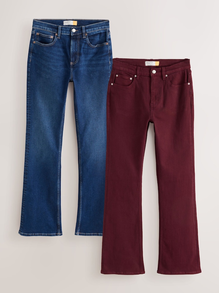 Berry/Dark Blue Mid Rise Bootcut Jeans 2 Pack - Image 1 of 11
