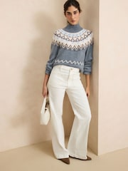 Ecru Patch Pocket Flare Jeans - Image 1 of 4