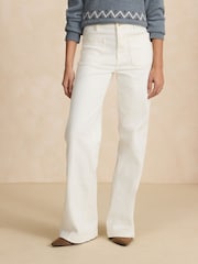 Ecru Patch Pocket Flare Jeans - Image 2 of 4