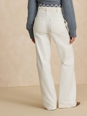 Ecru Patch Pocket Flare Jeans - Image 3 of 4
