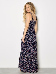 Apricot Blue Ditsy Floral Smocked Maxi Dress - Image 4 of 4