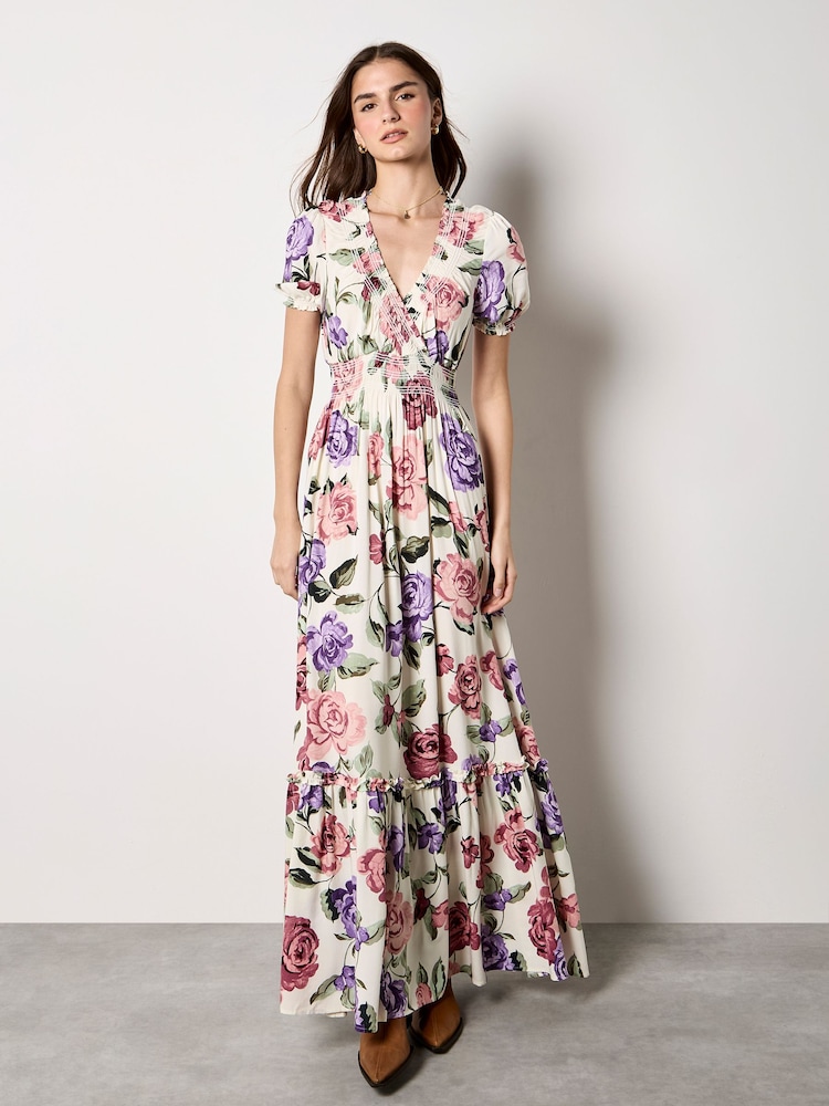 Apricot Cream Chloe Floral Wrap Maxi Dress - Image 1 of 5