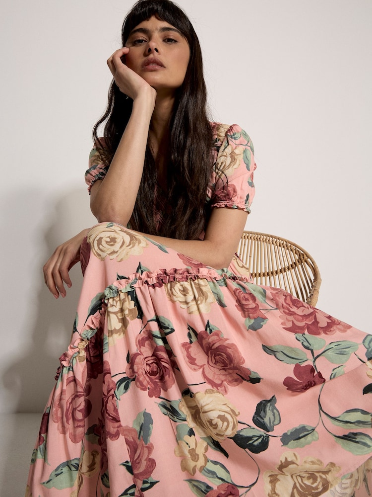 Apricot Chloe 플로럴 랩 맥시 드레스 - 5의 이미지 2