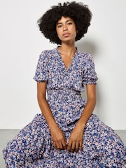 Apricot Blue Ditsy Floral Tiered Maxi Dress - Image 1 of 4