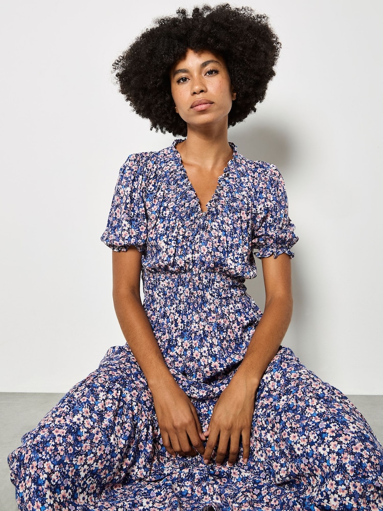 Apricot Blue Ditsy Floral Tiered Maxi Dress - Image 1 of 4 Apricot Blue Ditsy Floral Tiered Maxi Dress - Image 1 of 4