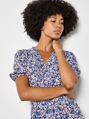 Apricot Blue Ditsy Floral Tiered Maxi Dress - Image 3 of 4