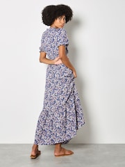 Apricot Blue Ditsy Floral Tiered Maxi Dress - Image 4 of 4