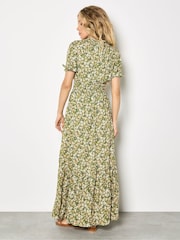 Apricot Green Ditsy Floral Tiered Maxi Dress - Image 4 of 4