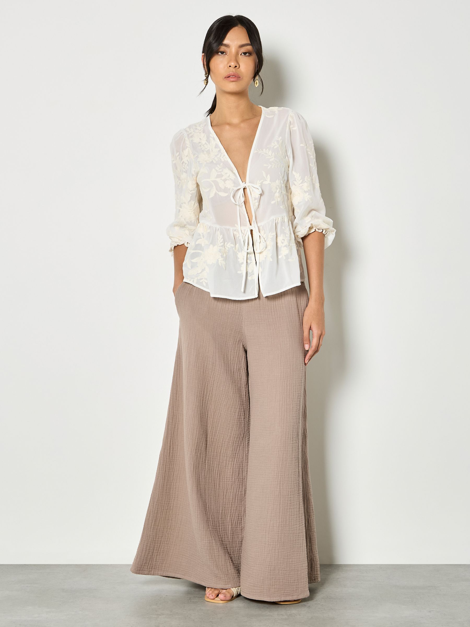 Buy Apricot Cream Embroidered Floral Chiffon Blouse from Next Canada