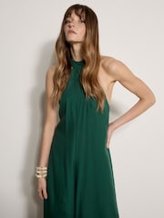 Apricot Green Halter Neck Wide-Leg Jumpsuit - Image 3 of 4