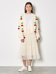 Apricot Cream Chunky Knit Cherry Cardigan - Image 3 of 7