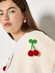 Apricot Cream Chunky Knit Cherry Cardigan - Image 6 of 7