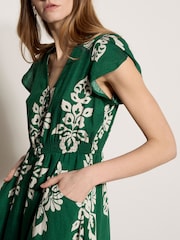 Apricot Green Folk Floral Midi Dress - Image 3 of 4