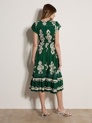 Apricot Green Folk Floral Midi Dress - Image 4 of 4