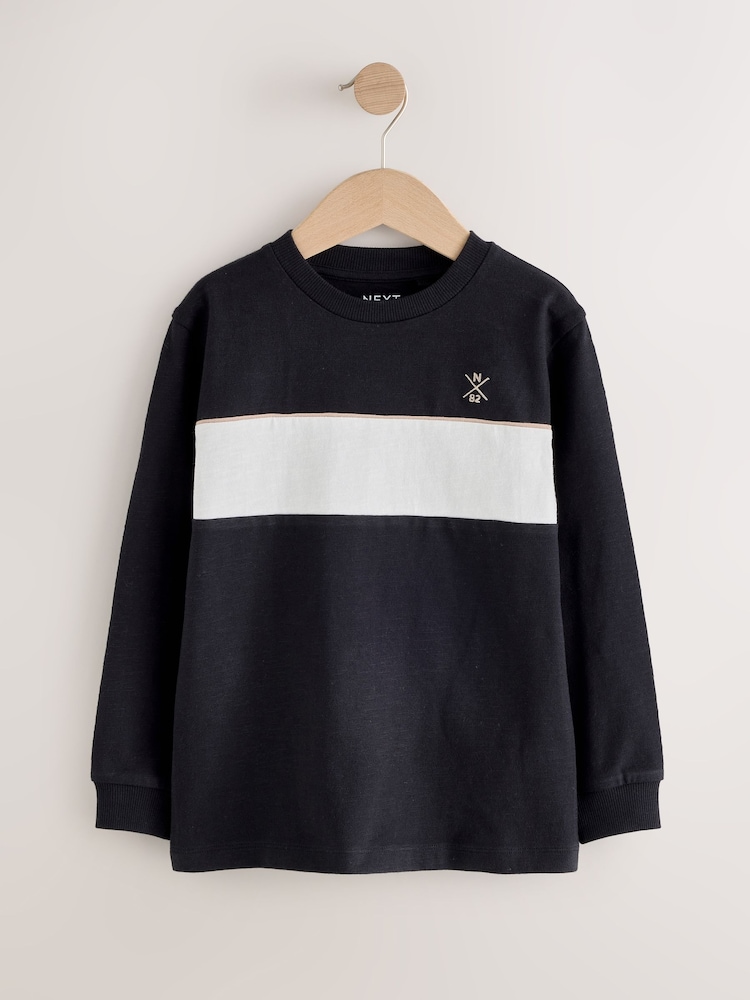Black/Neutral Long Sleeve Colourblock T-Shirts 3 Pack (3-16yrs) - Image 2 of 7 Black/Neutral Long Sleeve Colourblock T-Shirts 3 Pack (3-16yrs) - Image 2 of 7