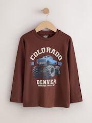 Blue/Brown/Ecru - Графічні футболки з довгим рукавом розслабленого крою, 3 шт. у наборі (3–16років) - Image 4 of 7