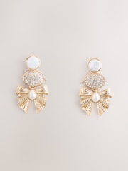 Guld ton - Sparkle Rosett Drop Örhängen - Bild 1 av 3