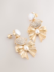Guld ton - Sparkle Rosett Drop Örhängen - Bild 2 av 3