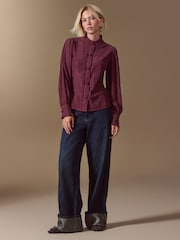 Wine Long Sleeved Lace Fastening Blouse - Image 2 of 8